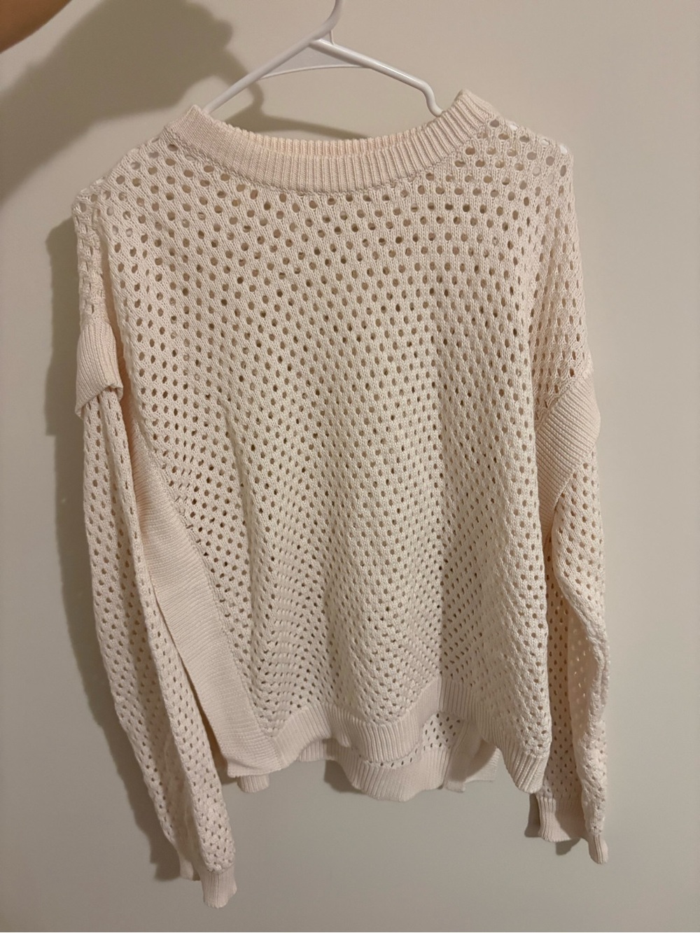 Wishlist Open-Knit Cream Crewneck Sweater